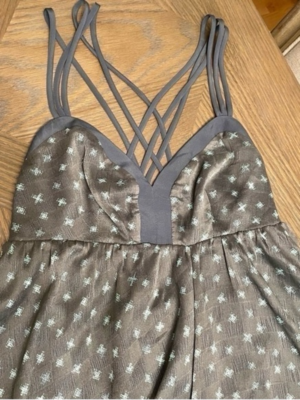 BCBGeneration Brown Strappy Sleepwear Chemise with Metallic Accents